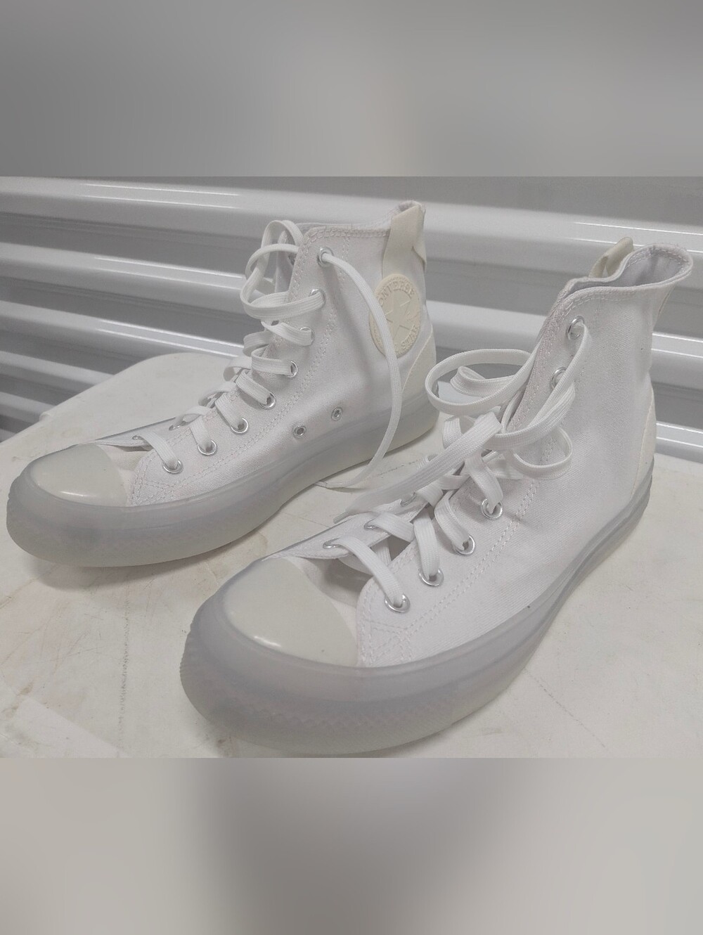 Converse White High-Top Canvas Sneakers with Translucent Sole